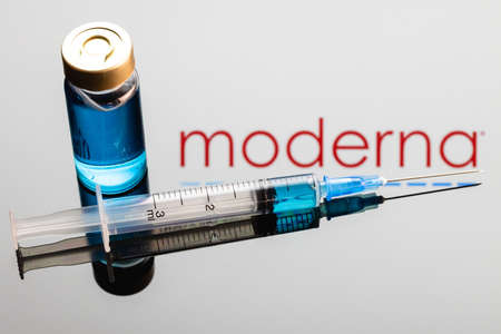 Kazan, Russia - May 22, 2021: Moderna is an American pharmaceutical and biotechnology company focuses on vaccine technologies based on messenger RNA.のeditorial素材