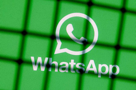 Kazan, Russia - Nov 08, 2021: The of the Whatsapp messenger behind bars. The concept of Whatsapp censorship and prohibition.のeditorial素材