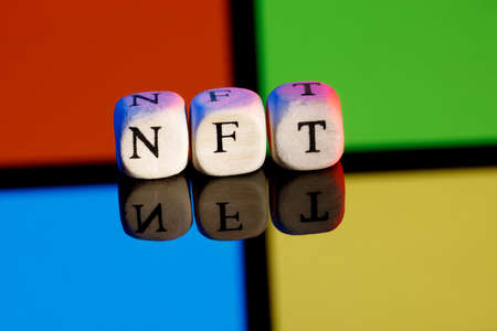 Kazan, Russia - Jan 31, 2022: Inscription made of NFT cubes on background of Microsoft company .のeditorial素材