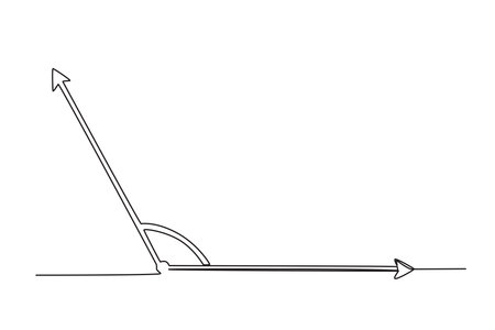 An obtuse angle. Angles one-line drawingのイラスト素材