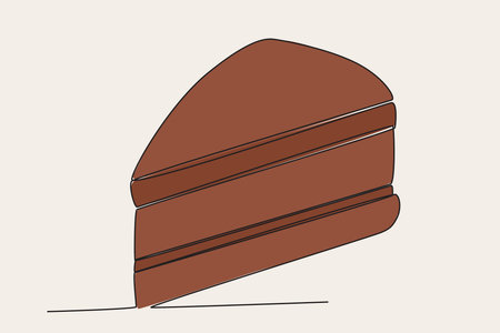 A cake with chocolate flavor. World chocolate day one-line drawing