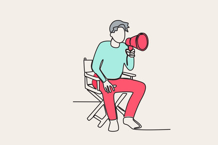Color illustration of a director giving directions. Director one-line drawingのイラスト素材