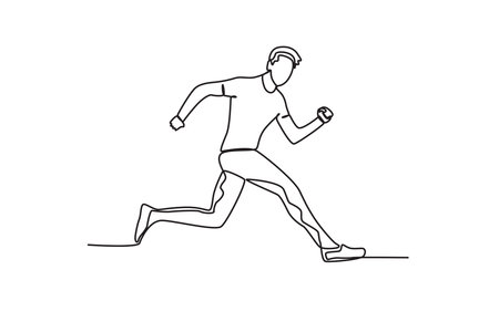 A young man galloped. World youth day one-line drawingのイラスト素材
