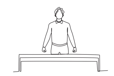 A man prepares to cross an obstacle. Work obstacle one-line drawingのイラスト素材