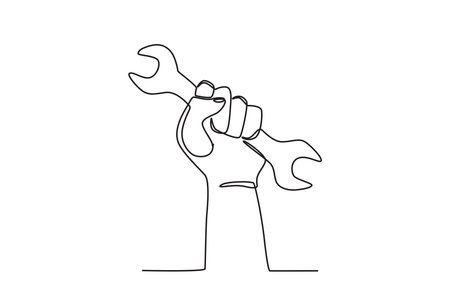 Illustration of Labor Day celebrations. Labor Day one-line drawingのイラスト素材