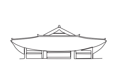A Korean traditional house. Chuseok one-line drawingのイラスト素材