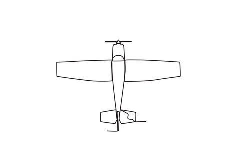 A retro plane flying in the air. Vintage plane one-line drawingのイラスト素材
