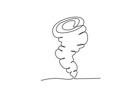 A tropical storm struck. Hurricane one-line drawingのイラスト素材