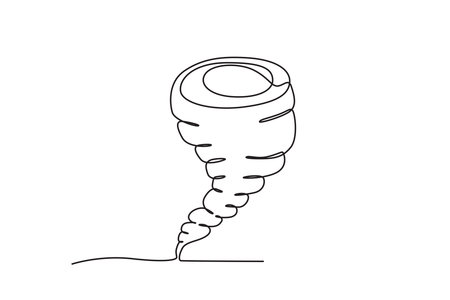 A storm centered from the ground. Hurricane one-line drawingのイラスト素材