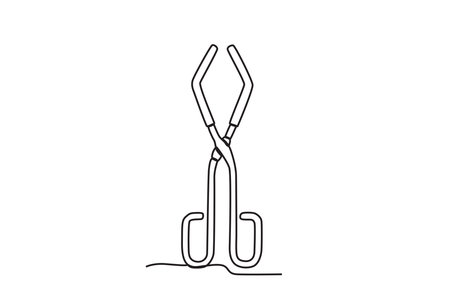 A laboratory crutch pliers. Lab equipment one-line drawingのイラスト素材