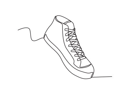 A stylish men's sneaker. Footwear one-line drawingのイラスト素材