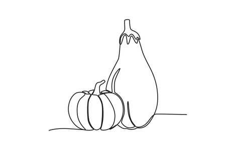 Fruits for celebration. Thanksgiving one-line drawingのイラスト素材