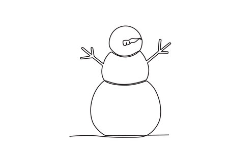 A cute snowman. Winter one-line drawingのイラスト素材