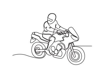 A racer riding a motorcycle. Bikers one-line drawingのイラスト素材