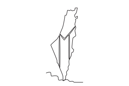 A map of the Palestinian territories. Palestine one-line drawingのイラスト素材