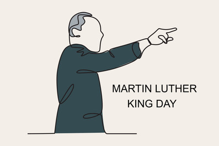 Colored illustration of the hero Martin Luther King. Martin Luther King Day one-line drawingのイラスト素材