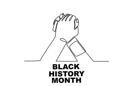 A hand symbol of support for black people. Black history month one-line drawingのイラスト素材