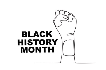 A clenched fist supports Africa's achievements. Black history month one-line drawingのイラスト素材