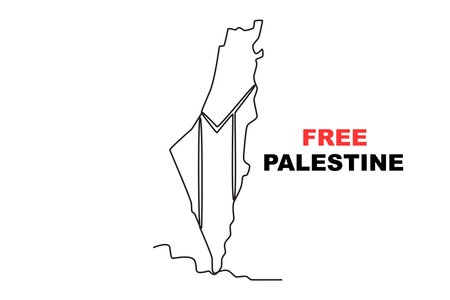 A map of Palestine. Palestine solidarity one-line drawingのイラスト素材