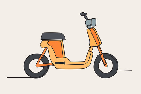 Color illustration of an electric bicycle. Electric bike one-line drawingのイラスト素材