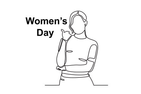 A concept of women's day. Womens day one-line drawingのイラスト素材