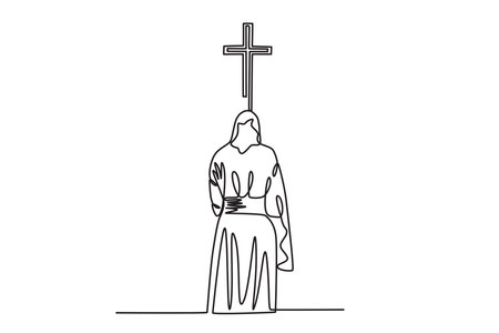 Commemorating Jesus Christ. palm Sunday one-line drawingのイラスト素材
