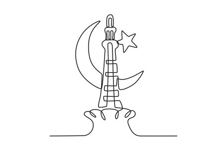 Pakistan flag The green part represents the people. Pakistan day one-line drawingのイラスト素材