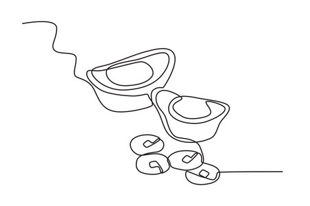 Cake for Chinese New Year celebrations. Chinese new year one-line drawingのイラスト素材