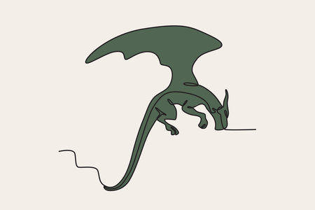 This dragon can fertilize plants on earth. Dragon one-line drawingのイラスト素材