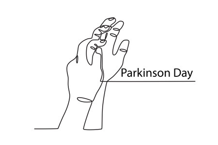 World Parkinson's Day is celebrated every April 11. Parkinson day one line-drawingのイラスト素材
