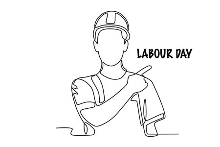 it says 8 hours work,8 hours rest,8 hours recreation. Labour day one-line drawingのイラスト素材