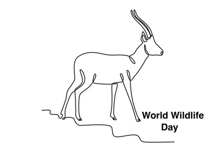 A deer is walking. World wildlife dayのイラスト素材