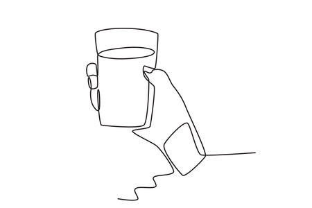 Water is used for cooking. World water day one-line drawingのイラスト素材