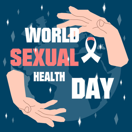 World Sexual Health Day is celebrated every September 4th and is important for our overall health and well-being. Sexual health. It includes the right to healthy relationships, vector illustration.のイラスト素材