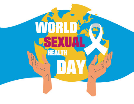World Sexual Health Day is celebrated every September 4th and is important for our overall health and well-being. Sexual health. It includes the right to healthy relationships, vector illustration.のイラスト素材