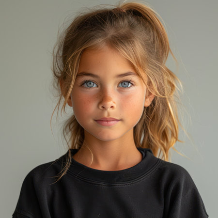 Photo portrait of a girl wearing a black sweatshirtの素材