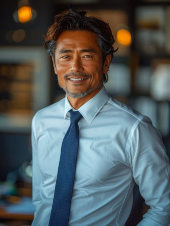 Photo portrait of a smiley asian businessmanの素材