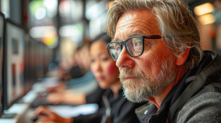 Photo of a focused employee works in an officeの素材