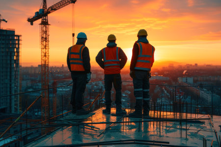 Photo of a men working on a construction siteの素材