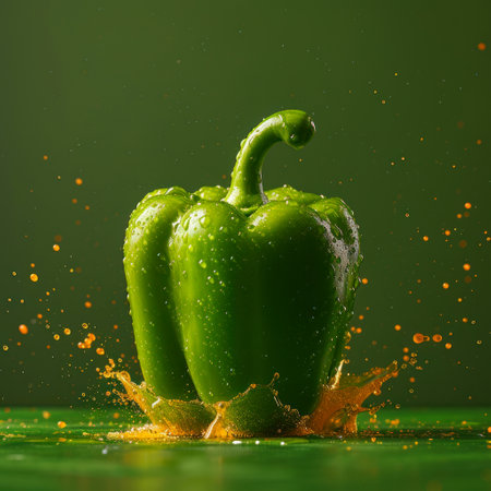 Photo of a fresh green bell pepperの素材