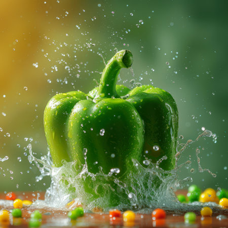 Photo of a fresh green bell pepperの素材