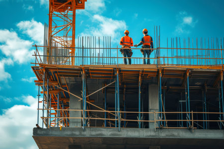 Photo of a men working on a construction siteの素材