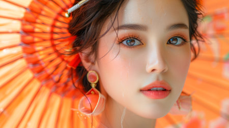 Photo portrait of a woman with full makeupの素材