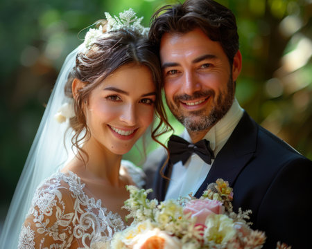 Photo of a couple in weddingの素材