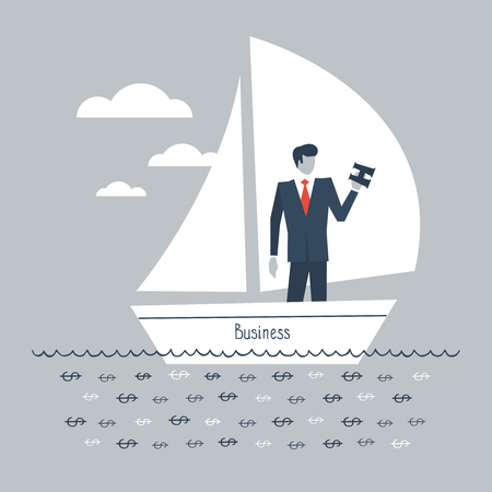 A metaphor of a business having enough of money support to be afloat and existのイラスト素材