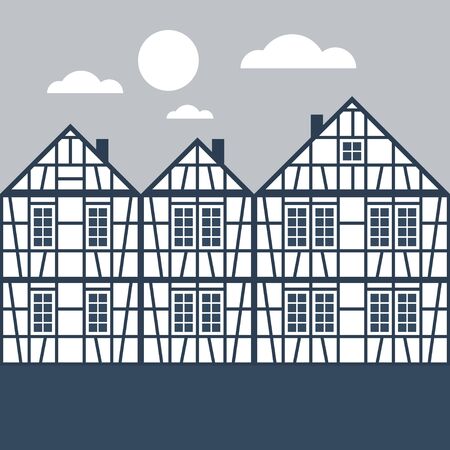 Fachwerk streetのイラスト素材