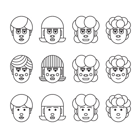 Linear female head setのイラスト素材