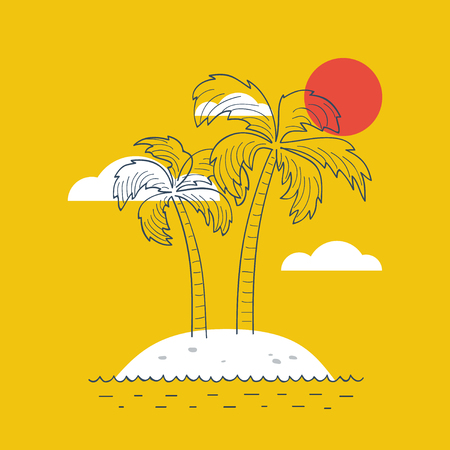 A small island with a couple of palmsのイラスト素材