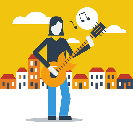 Guitar street performerのイラスト素材