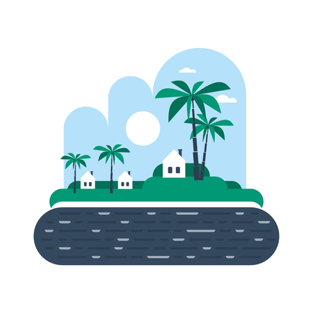 Small tribe. Tiny village in a hot southern land. Might be in Africa, Asia or Estland.のイラスト素材